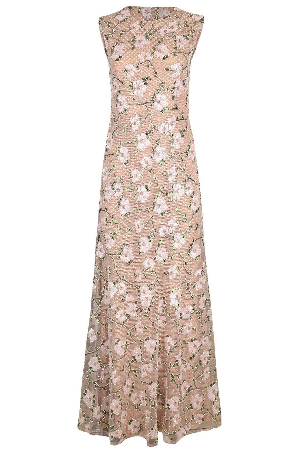 Rhinestone Floral Maxi Dress-PINK-4-CLOTHINGDRESSEVENING-SELF-PORTRAIT