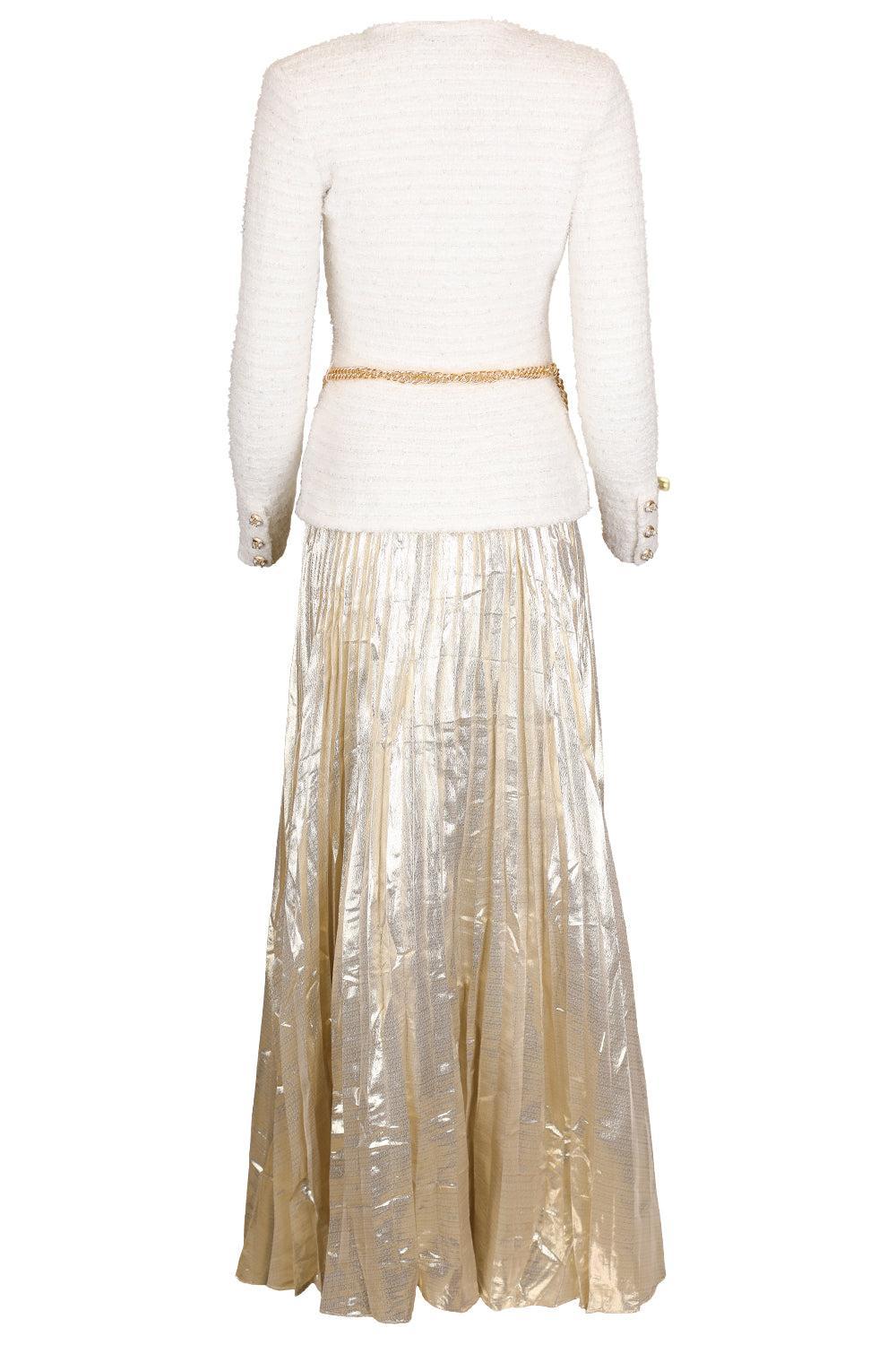 Textured Metallic Maxi Dress-CREAM-2-CLOTHINGDRESSGOWN-SELF-PORTRAIT