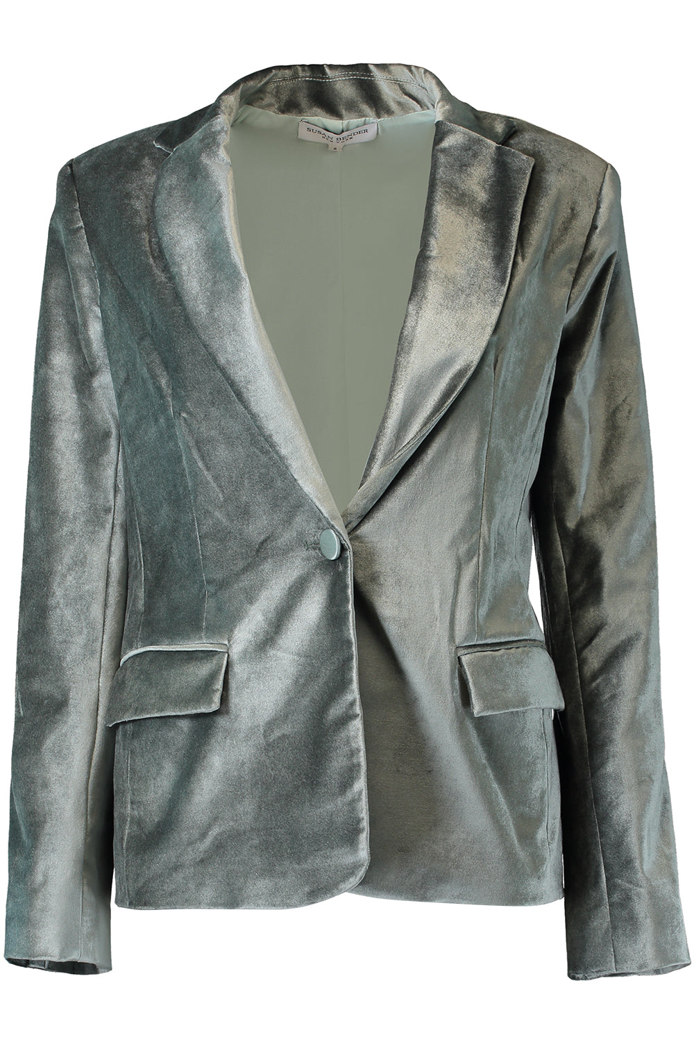 One Button Pocket Blazer-GREEN-2-CLOTHINGJACKETBLAZERS-SUSAN BENDER