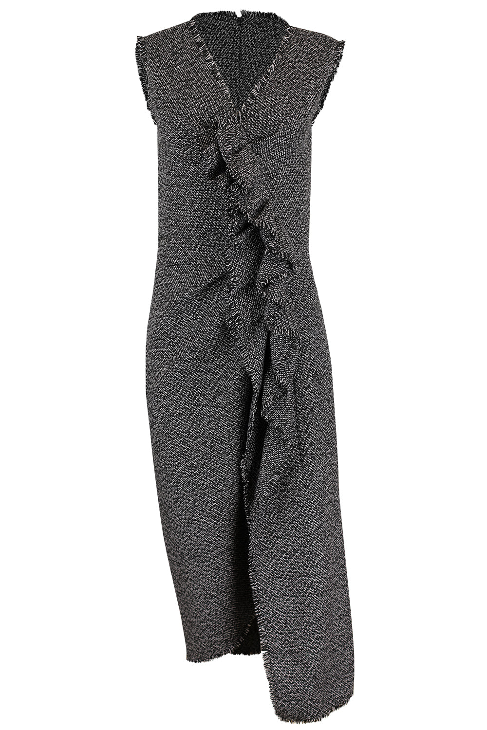 Frayed Ruched Sheath Dress