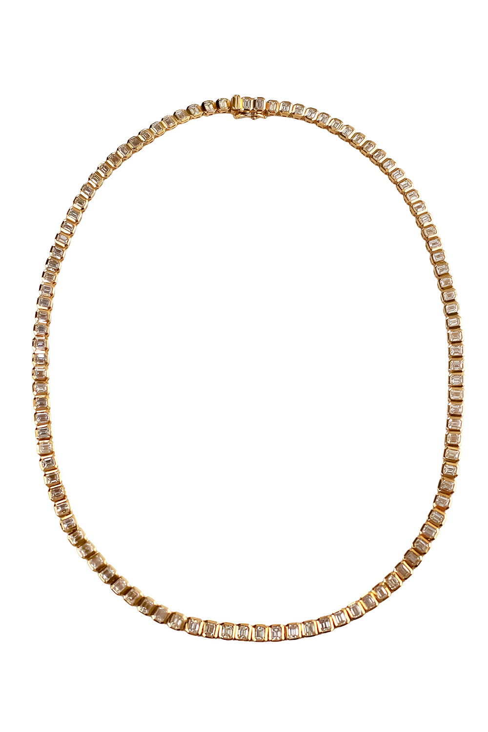 Diamond Emerald Cut Tennis Necklace