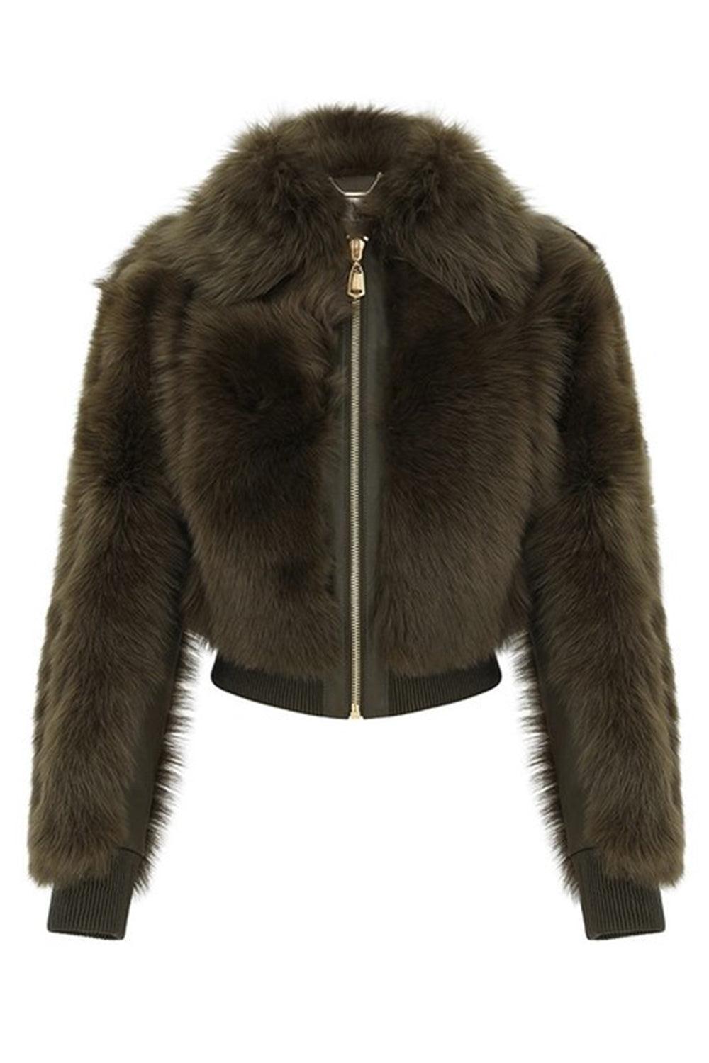 Hypnotic Shearling Bomber Jacket-OLIVE-0-CLOTHINGJACKETCASUAL-ZIMMERMANN