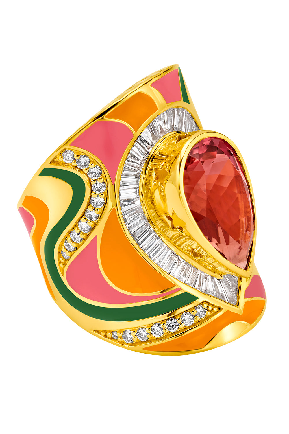 Pink Tourmaline Diamond Miami Swirl Wrap Ring