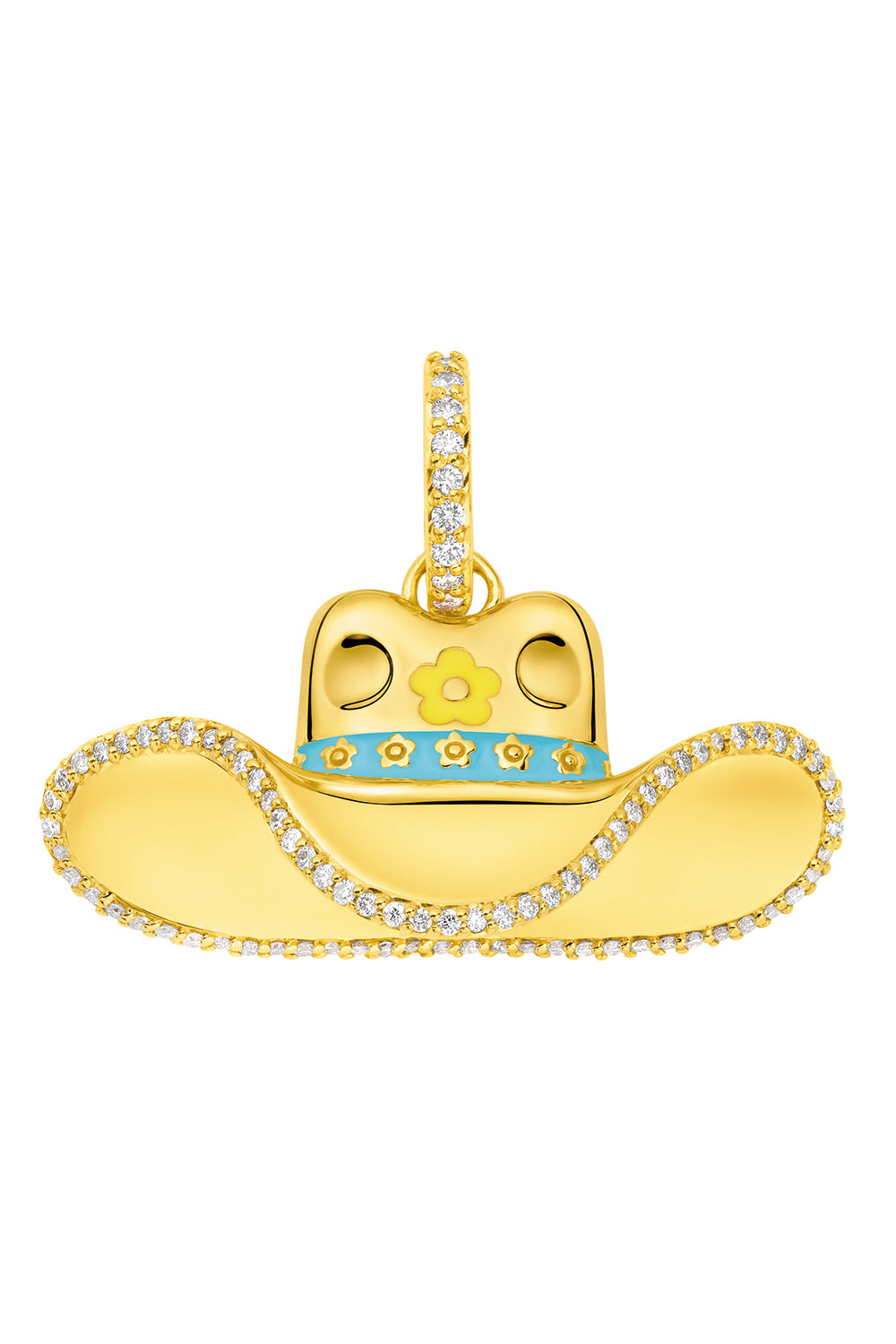 Diamond Blue Cowgirl Hat Pendant