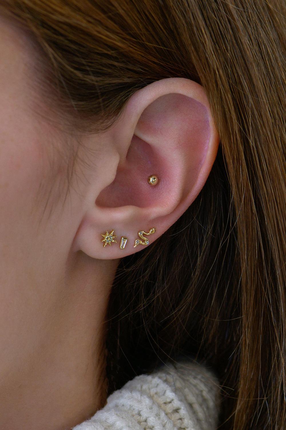 Diamond Snake Stud Earring-YELLOW GOLD-JEWELRYFINE JEWELEARRING-ANZIE