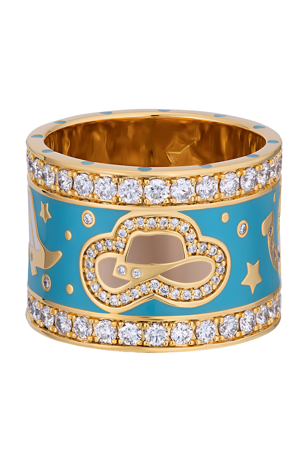 Diamond Blue Lucky Cowgirl Band Ring