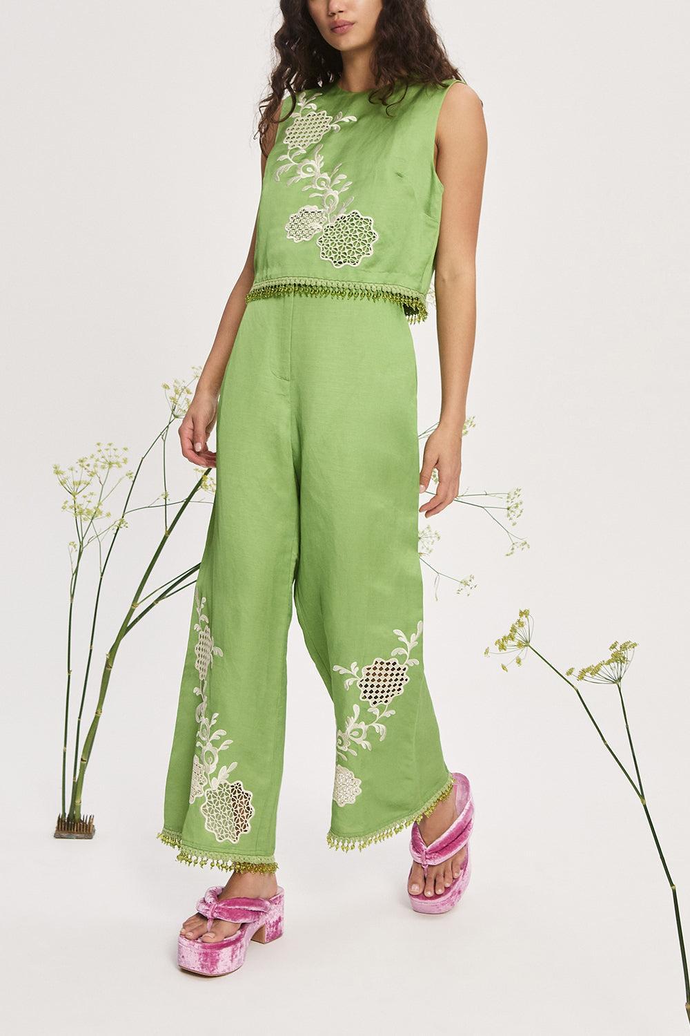 Luisa Embroidered Top-GREEN-2-CLOTHINGTOPTANK-ALEMAIS