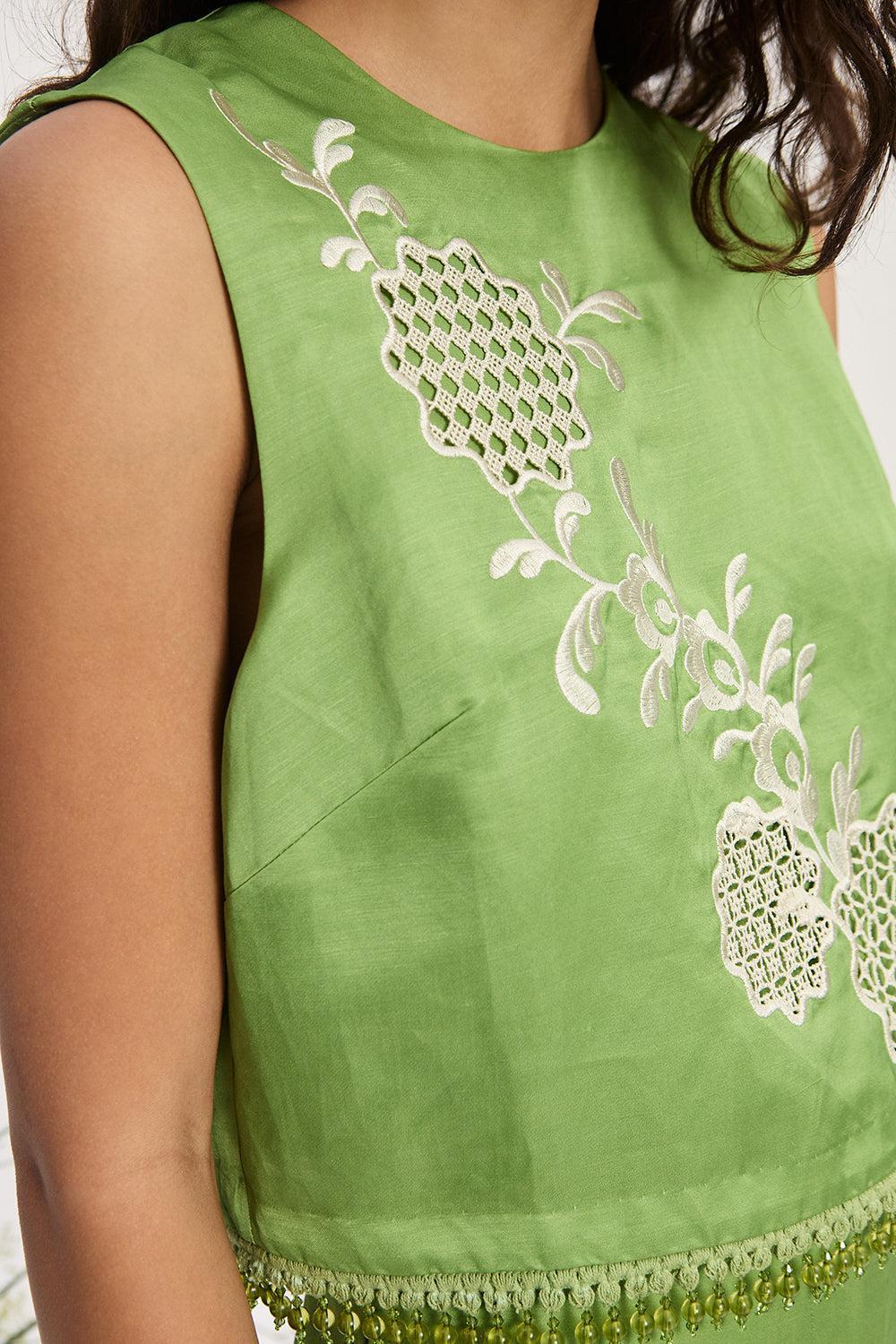 Luisa Embroidered Top-GREEN-2-CLOTHINGTOPTANK-ALEMAIS