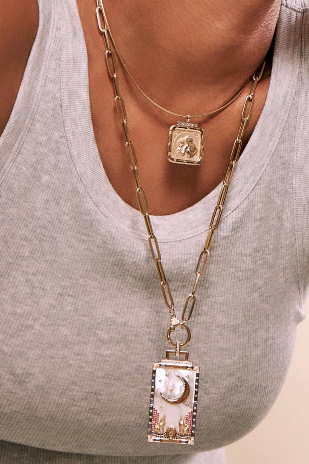 Diamond Aries Zodiac Pendant-YELLOW GOLD-JEWELRYFINE JEWELPENDANT-SORELLINA