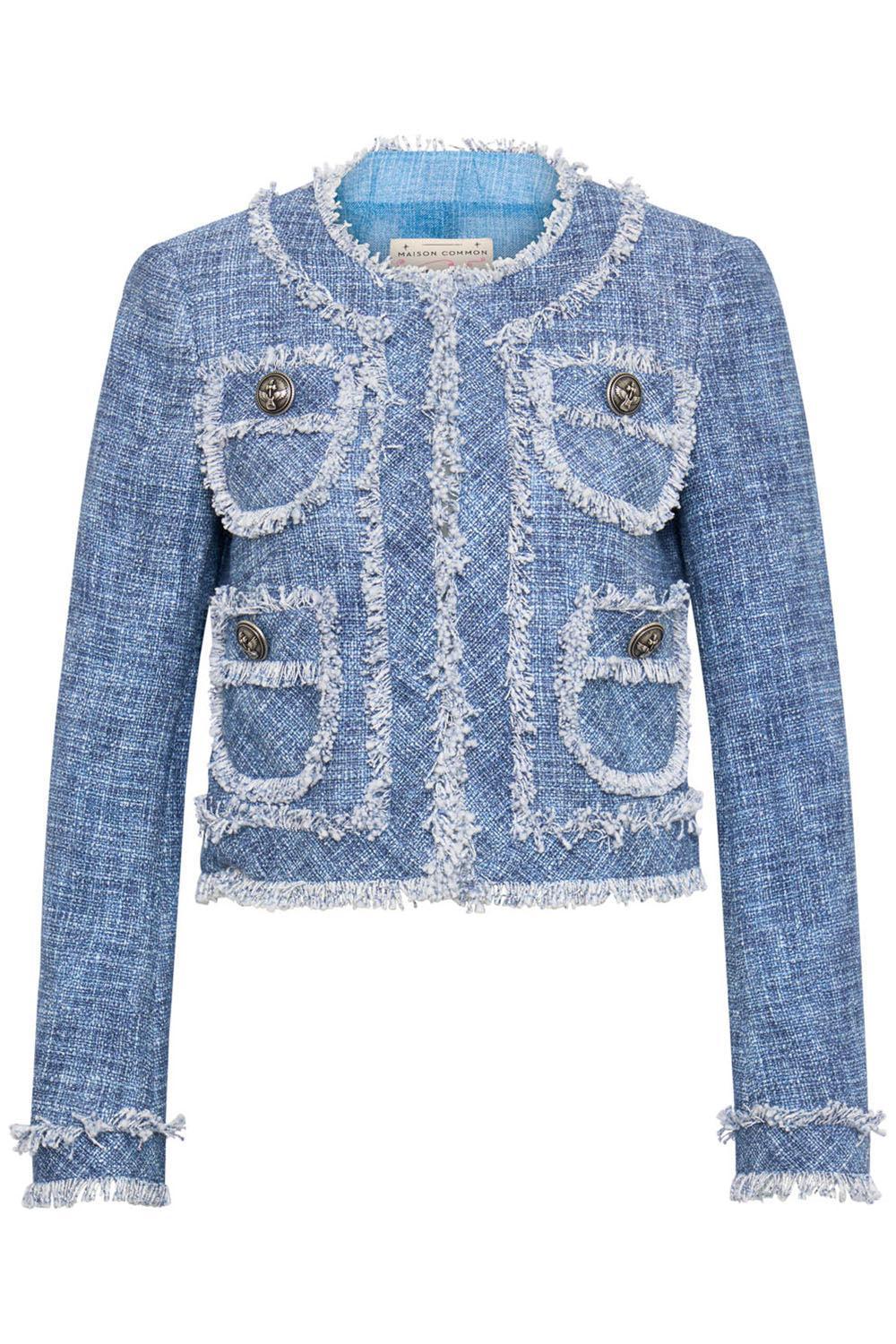 Fringe Jacket-CHAMBRAY BLUE-34-CLOTHINGJACKETEVENING-MAISON COMMON
