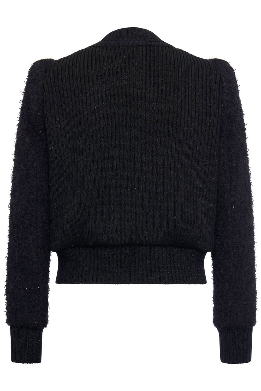 Zip Front Bomber Jacket-BLACK-32-CLOTHINGJACKETEVENING-MAISON COMMON