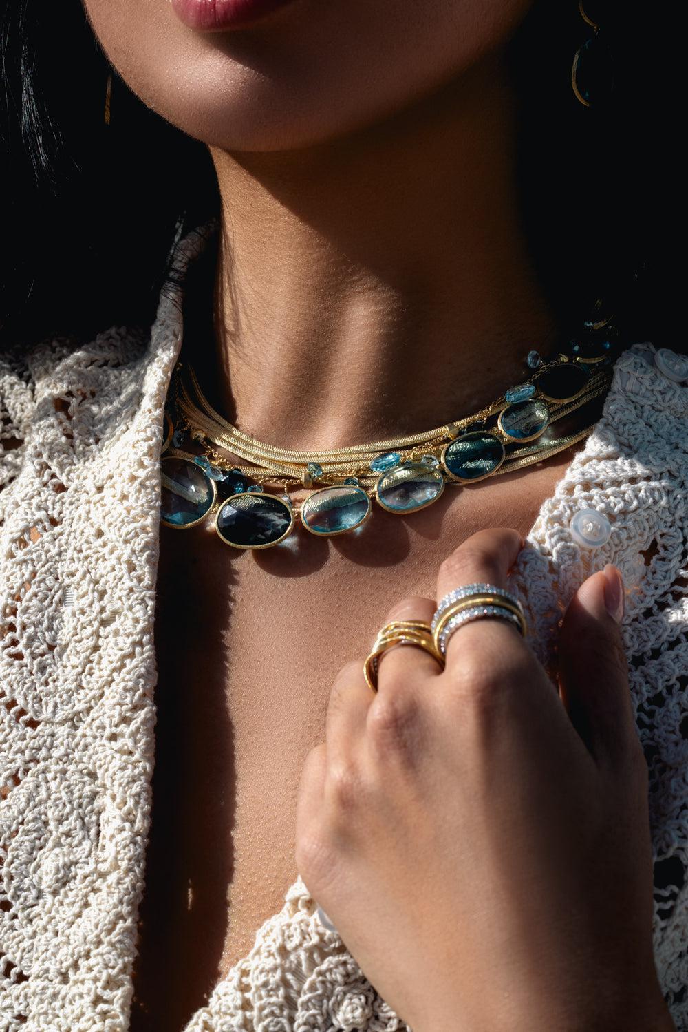 Graduated Mixed Topaz Necklace-YELLOW GOLD-JEWELRYFINE JEWELNECKLACE O-MARCO BICEGO