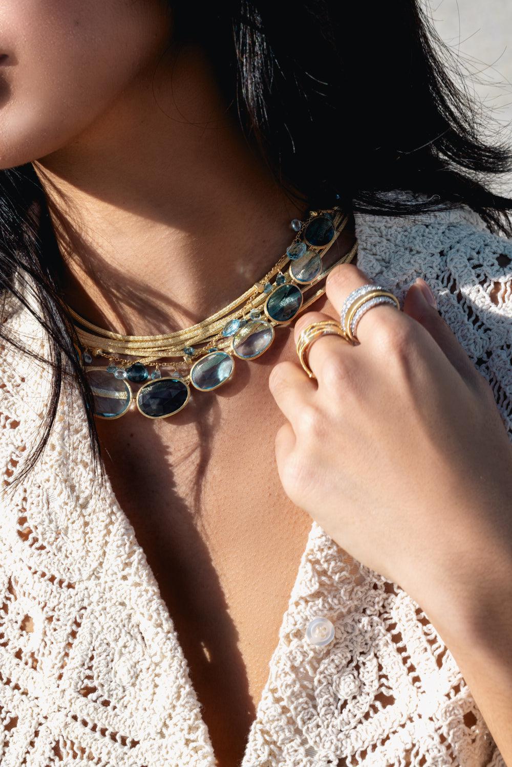 7-Strand Woven Cairo Necklace-YELLOW GOLD-JEWELRYFINE JEWELNECKLACE O-MARCO BICEGO