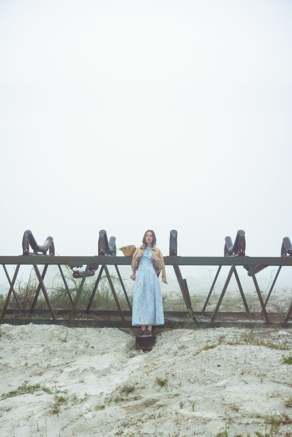 Otono Navegante Midi Dress-BLUE-XS-CLOTHINGDRESSCASUAL-AGUA BY AGUA BENDITA