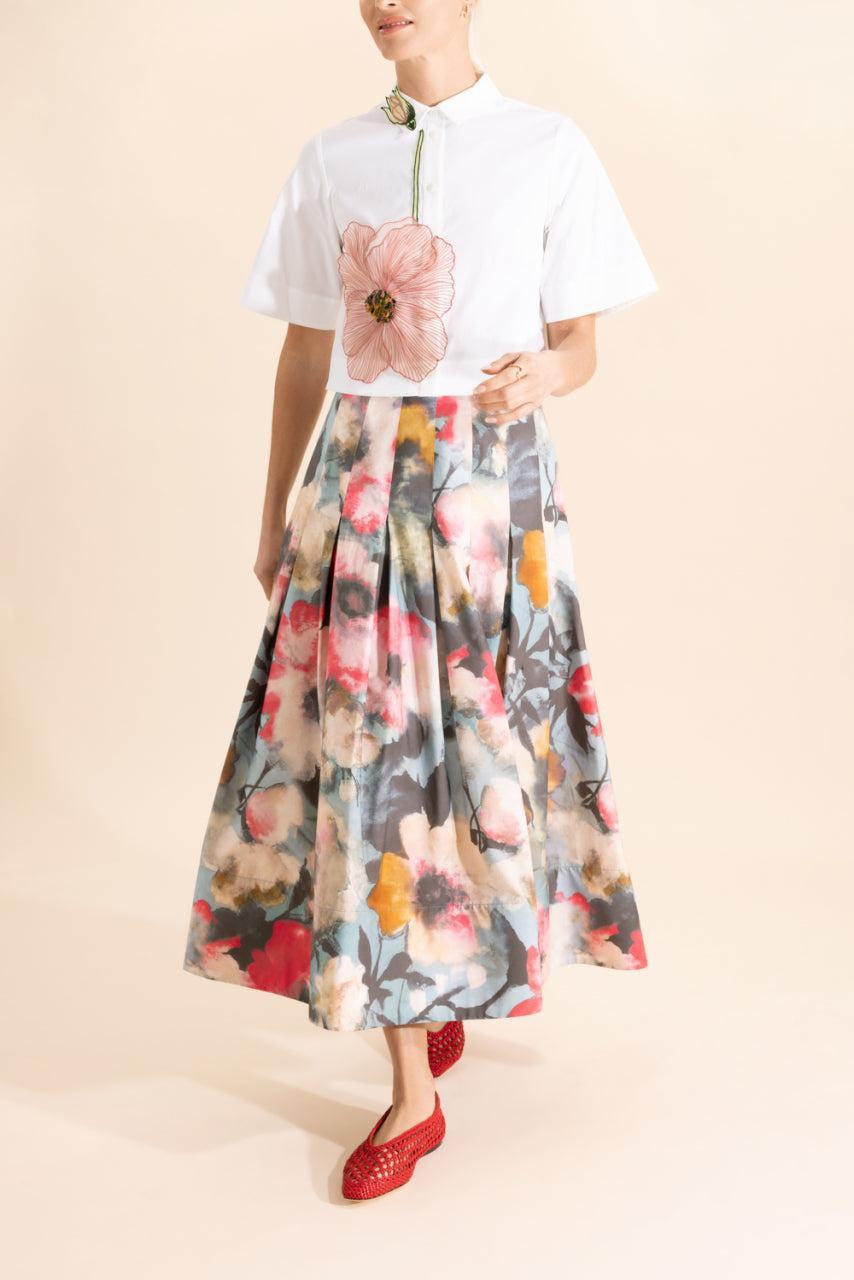 Floral Drape Full Skirt-FLORAL-2-CLOTHINGSKIRTMAXI-LELA ROSE