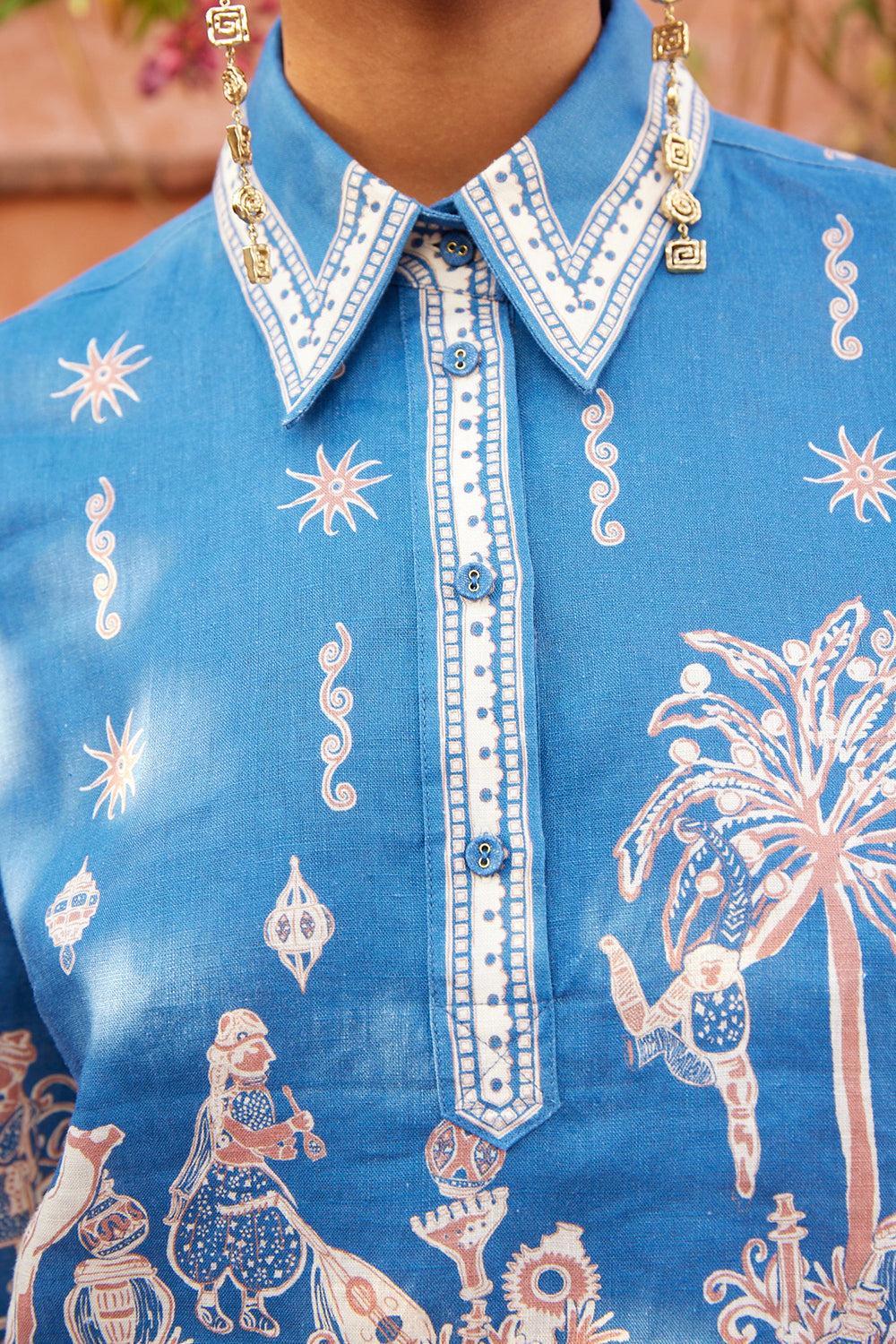 Acacia Cropped Shirt-BLUE-0-CLOTHINGTOPBLOUSE-ALEMAIS