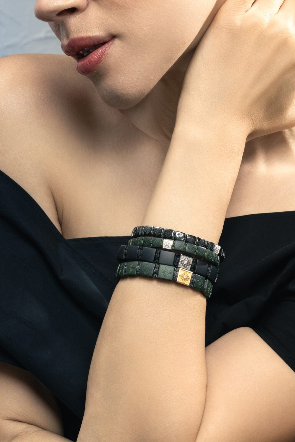 Diamond Matte Black Lock Bracelet-WHITE GOLD-JEWELRYFINE JEWELBRACELET O-SHAMBALLA JEWELS
