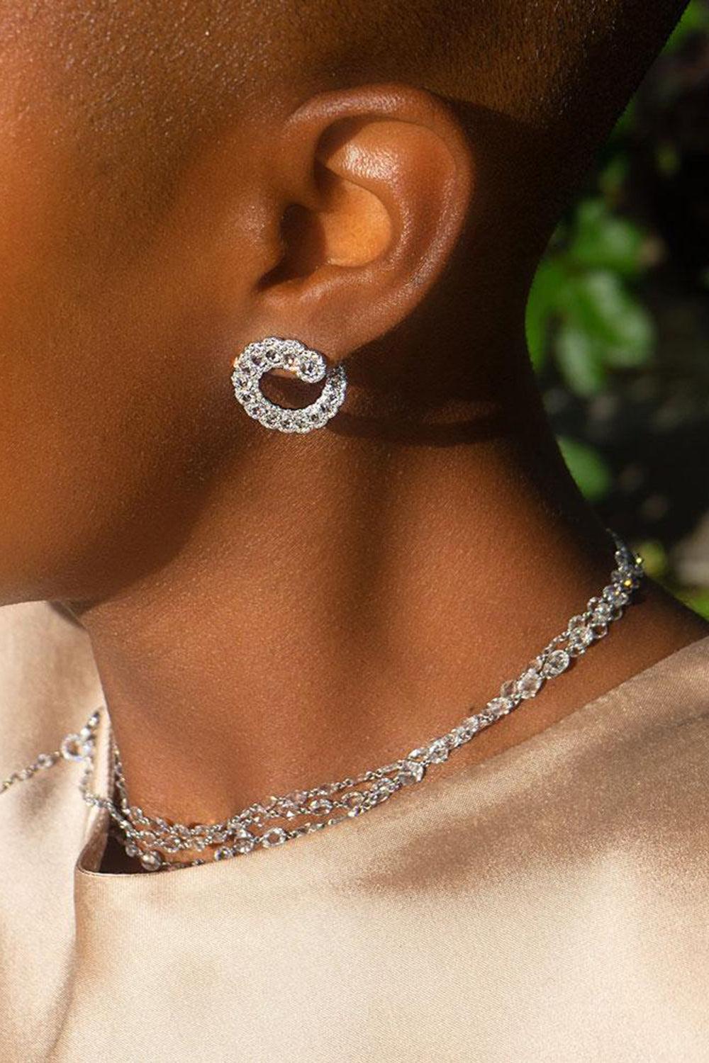 Diamond Scallop Hoop Earrings-YELLOW GOLD-JEWELRYFINE JEWELEARRING-64 FACETS