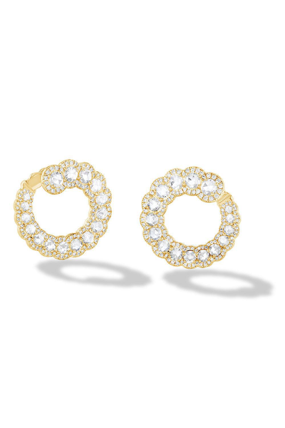 Diamond Scallop Hoop Earrings-YELLOW GOLD-JEWELRYFINE JEWELEARRING-64 FACETS