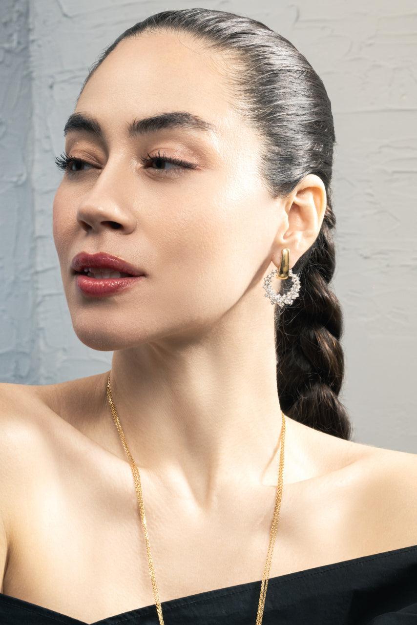 Diamond Round Circle Drop Earrings-YELLOW GOLD-JEWELRYFINE JEWELEARRING-YEPREM