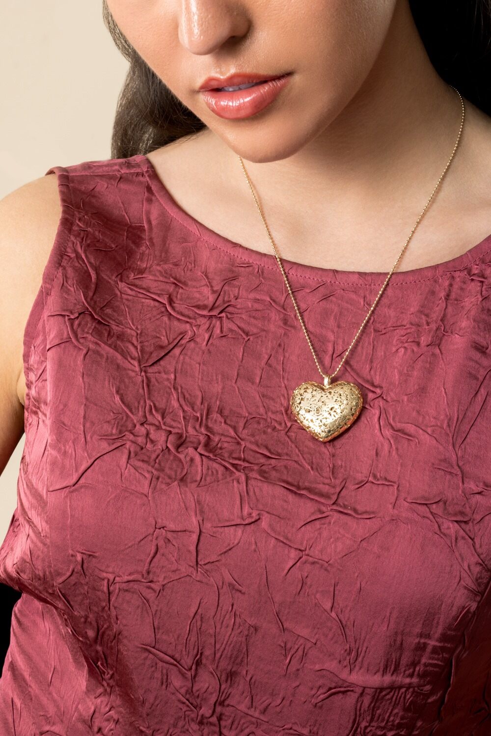Extra Large Puffy Heart Icon Pendant Necklace-YELLOW GOLD-JEWELRYFINE JEWELNECKLACE O-SYDNEY EVAN