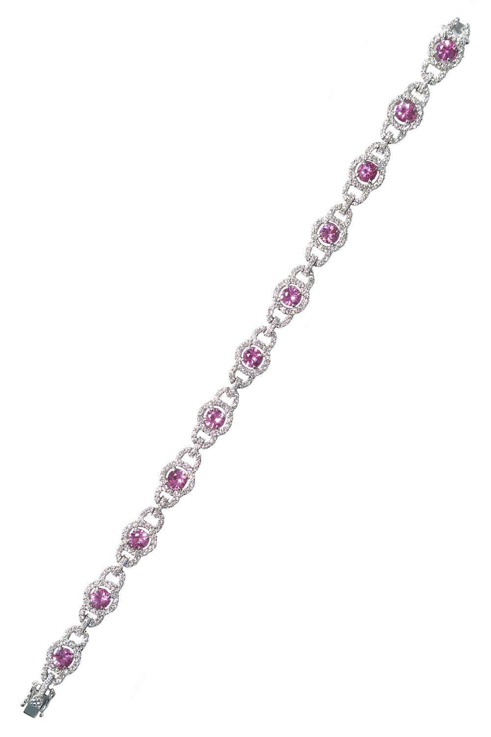 Pink Sapphire Diamond Bracelet-WHITE GOLD-JEWELRYFINE JEWELBRACELET O-ALEXANDER LAUT