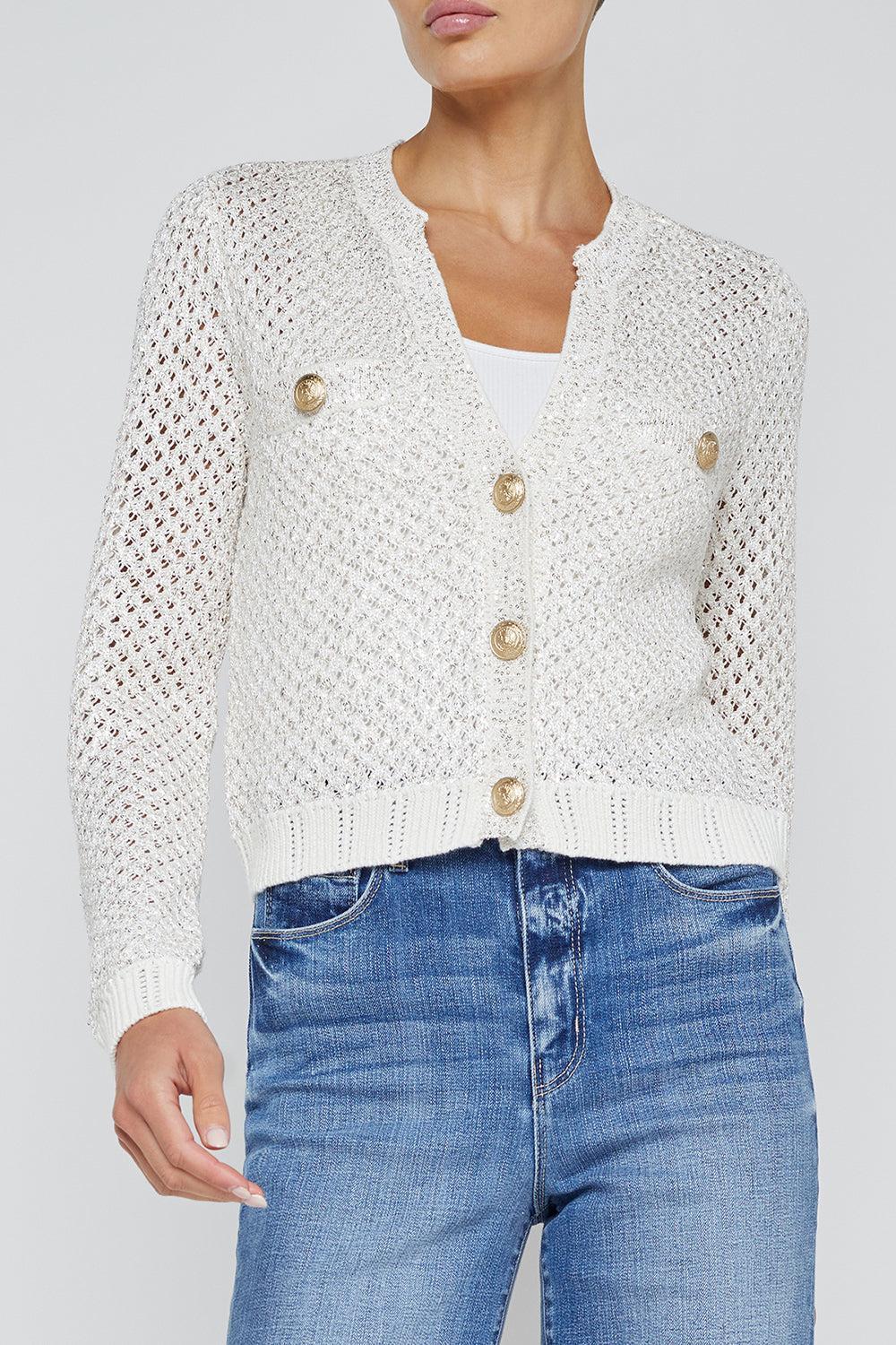 Blanca Cardigan-IVORGOLD-XS-CLOTHINGTOPCARDIGAN-L'AGENCE