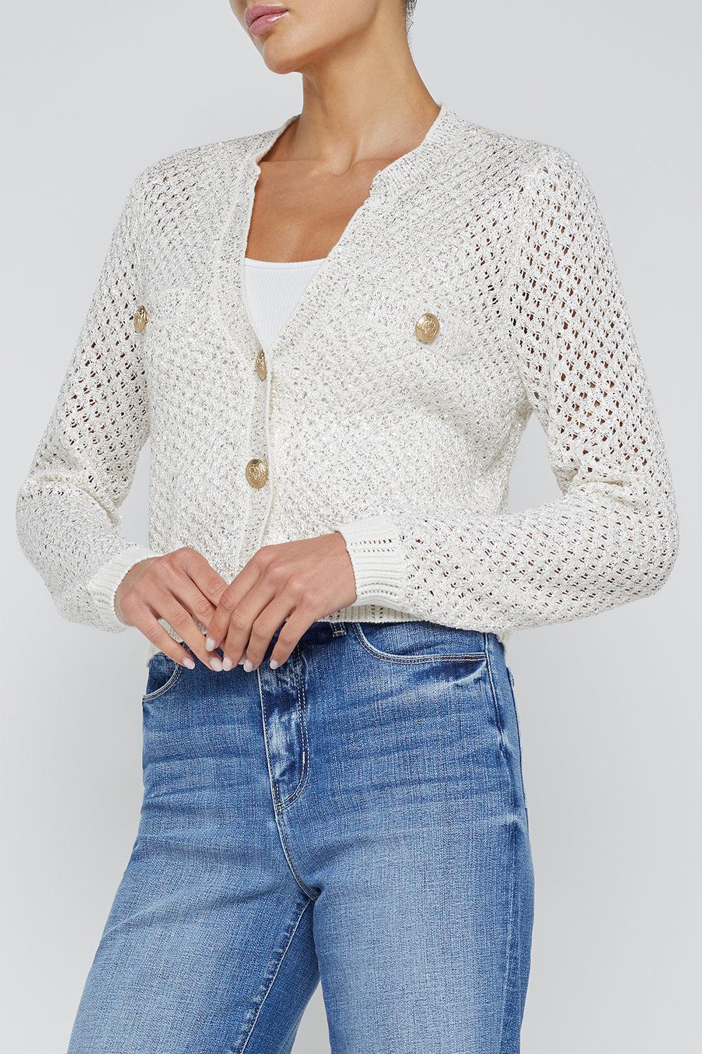 Blanca Cardigan-IVORGOLD-XS-CLOTHINGTOPCARDIGAN-L'AGENCE