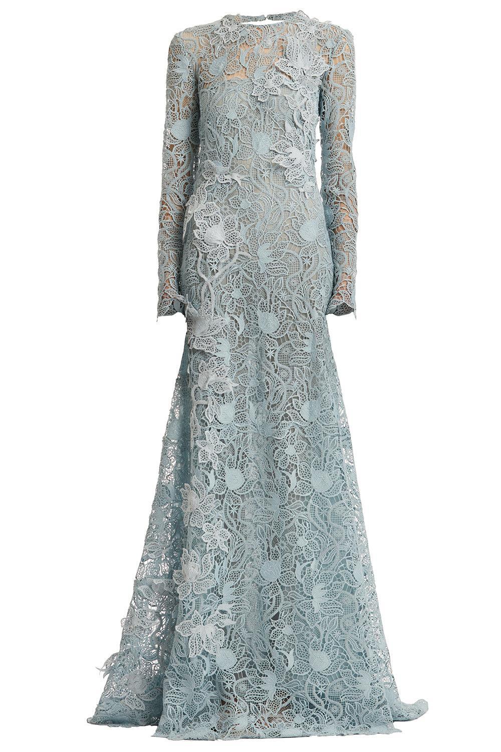 Corded Botanical Guipure Gown-BLUE-2-CLOTHINGDRESSGOWN-OSCAR DE LA RENTA