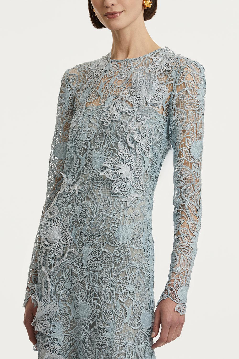 Corded Botanical Guipure Gown-BLUE-2-CLOTHINGDRESSGOWN-OSCAR DE LA RENTA