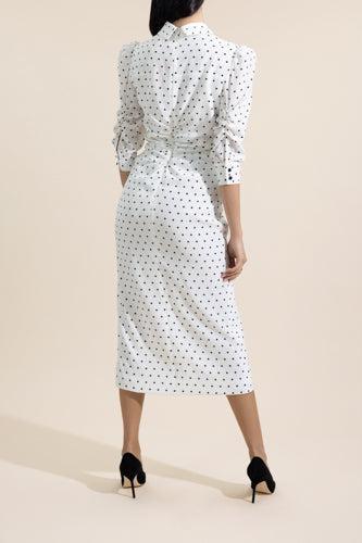 Button Front Shirt Dress-POLKADOT-2-CLOTHINGDRESSCASUAL-CAROLINA HERRERA