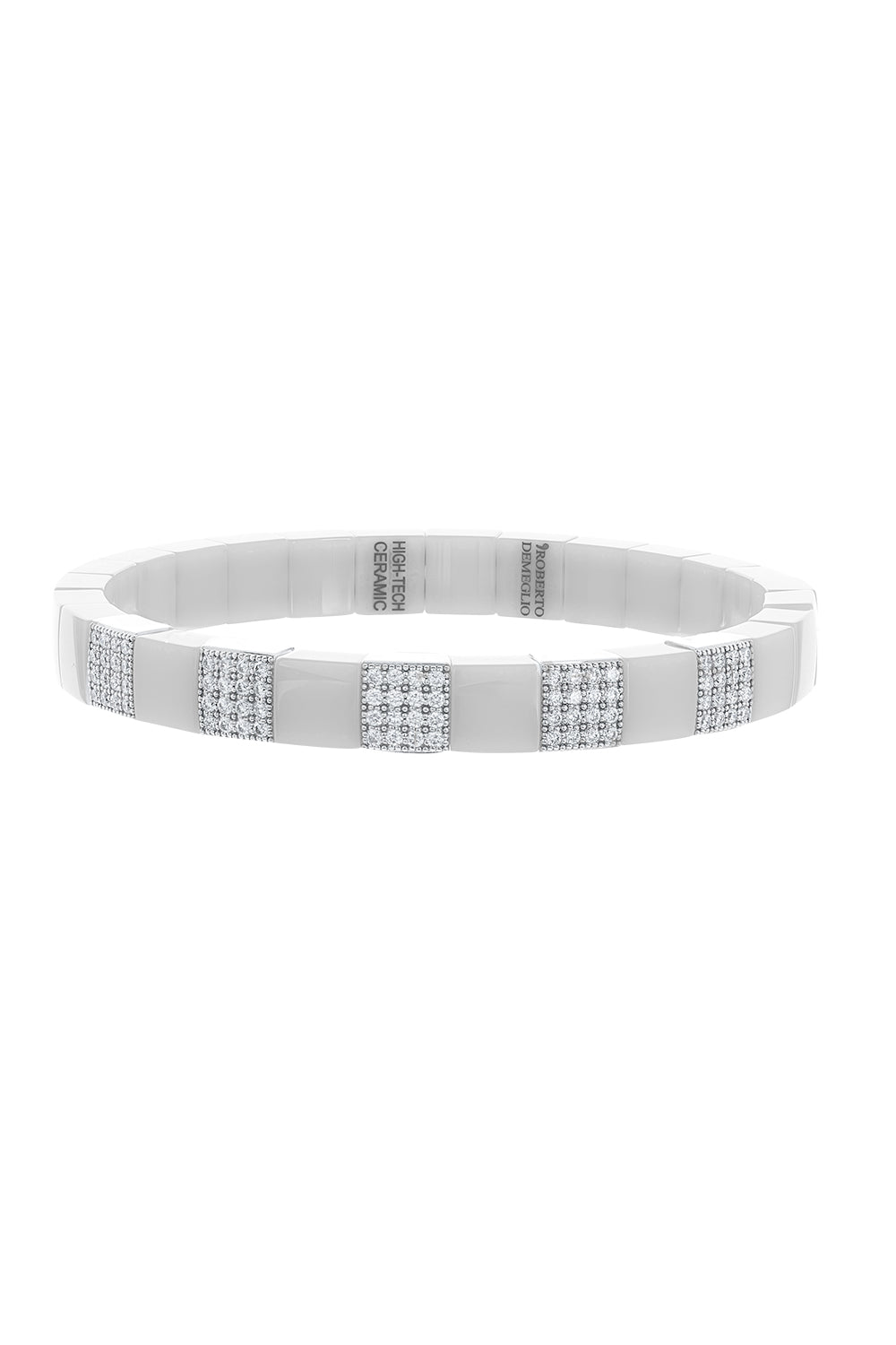 Five Diamond White Scacco Stretch Bracelet-WHITE GOLD-JEWELRYFINE JEWELBRACELET O-ROBERTO DEMEGLIO