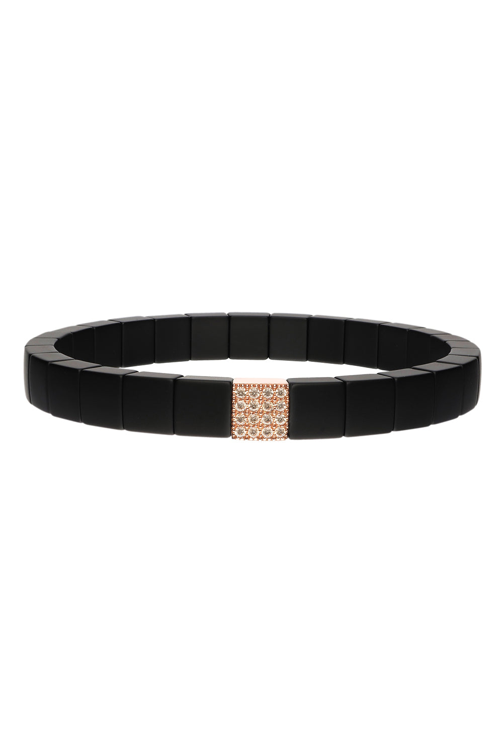 Matte Black Scacco Bracelet - Rose Gold