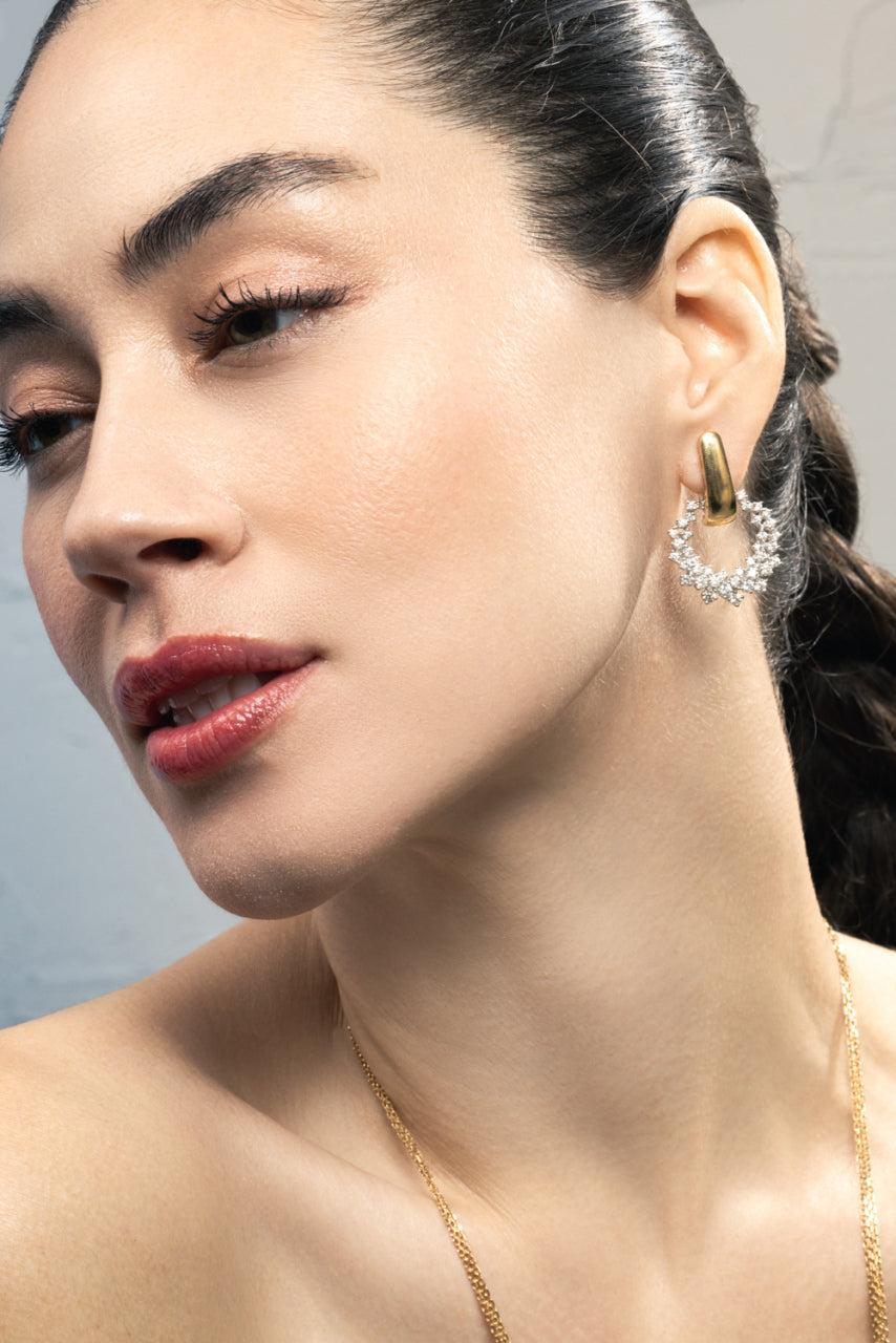 Diamond Round Circle Drop Earrings-YELLOW GOLD-JEWELRYFINE JEWELEARRING-YEPREM