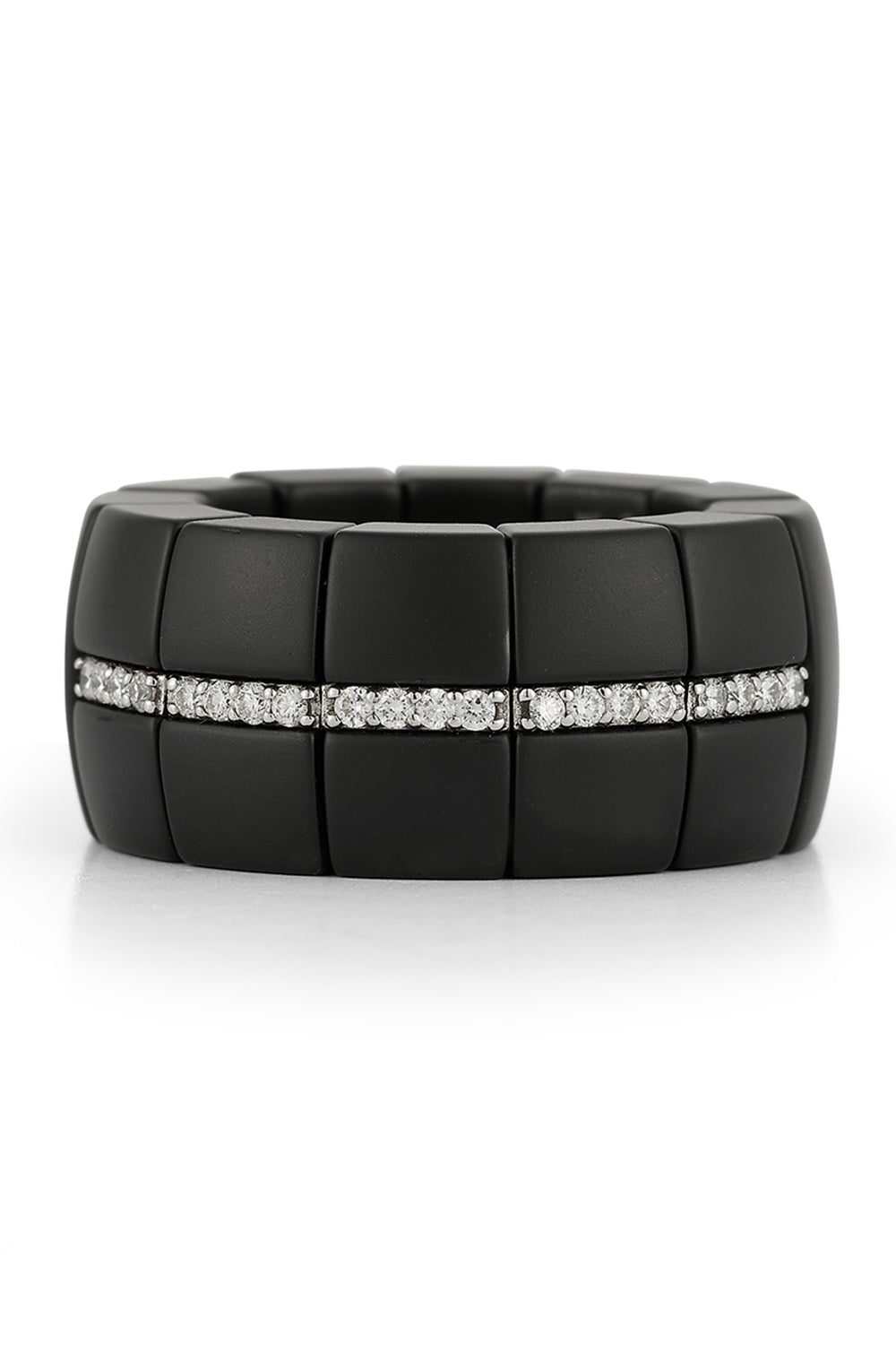 Diamond Five Bar Matte Black Domino Luco Stretch Ring-WHITE GOLD-5-JEWELRYFINE JEWELRING-ROBERTO DEMEGLIO