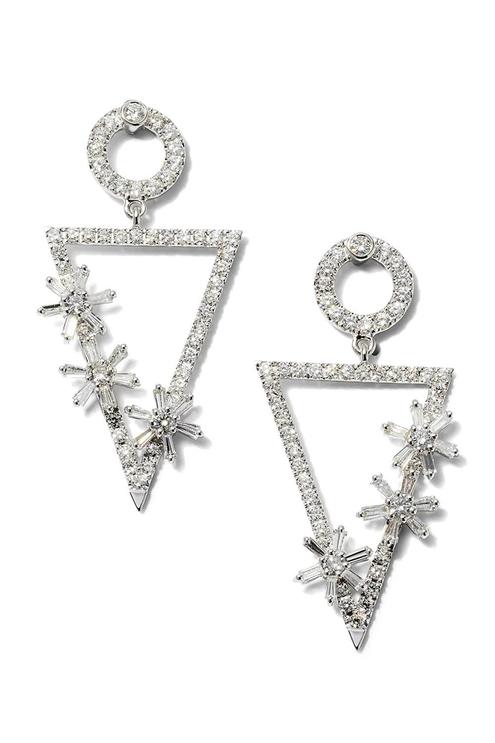 Diamond Triangle Drop Flower Earrings-WHITE GOLD-JEWELRYFINE JEWELEARRING-ALEXANDER LAUT