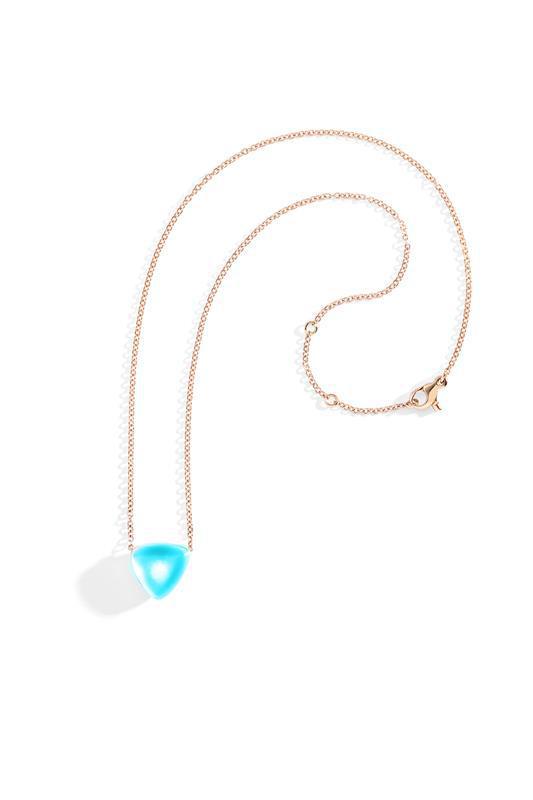 Rock Crystal Turquoise Pendant Necklace-ROSE GOLD-JEWELRYFINE JEWELNECKLACE O-VHERNIER