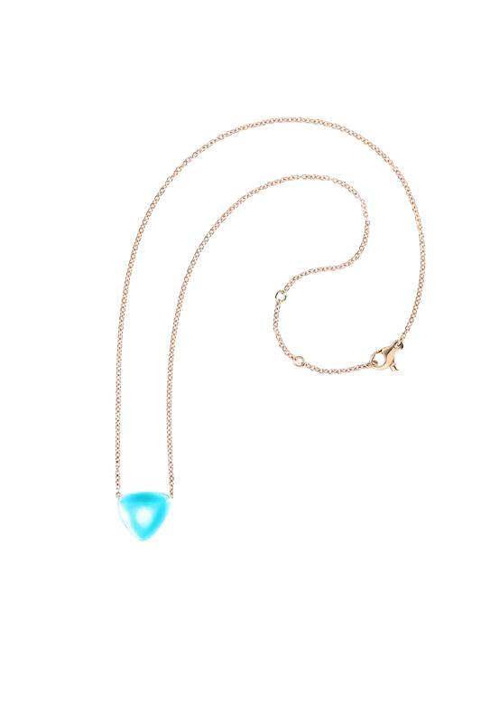 Rock Crystal Turquoise Pendant Necklace-ROSE GOLD-JEWELRYFINE JEWELNECKLACE O-VHERNIER