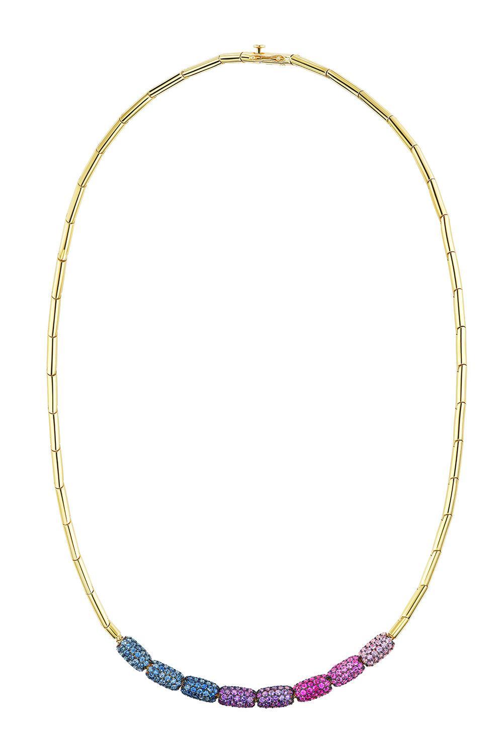 Sapphire Barrel Necklace-YELLOW GOLD-18-JEWELRYFINE JEWELNECKLACE O-EMILY P WHEELER
