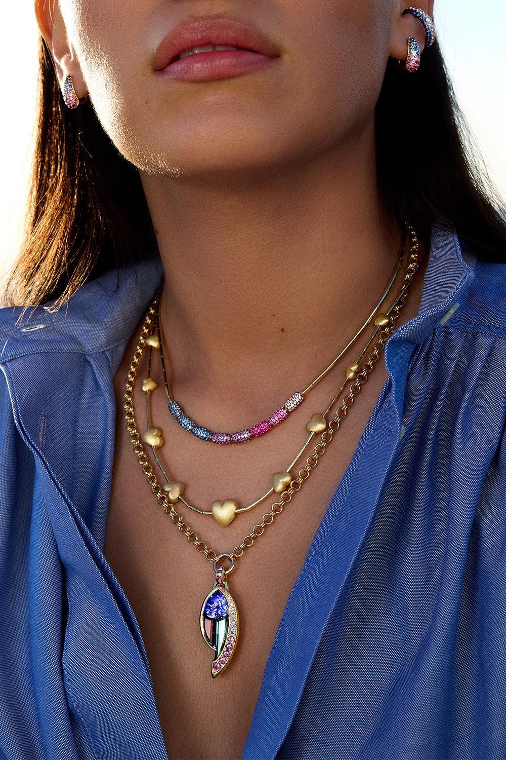 Sapphire Barrel Necklace-YELLOW GOLD-18-JEWELRYFINE JEWELNECKLACE O-EMILY P WHEELER