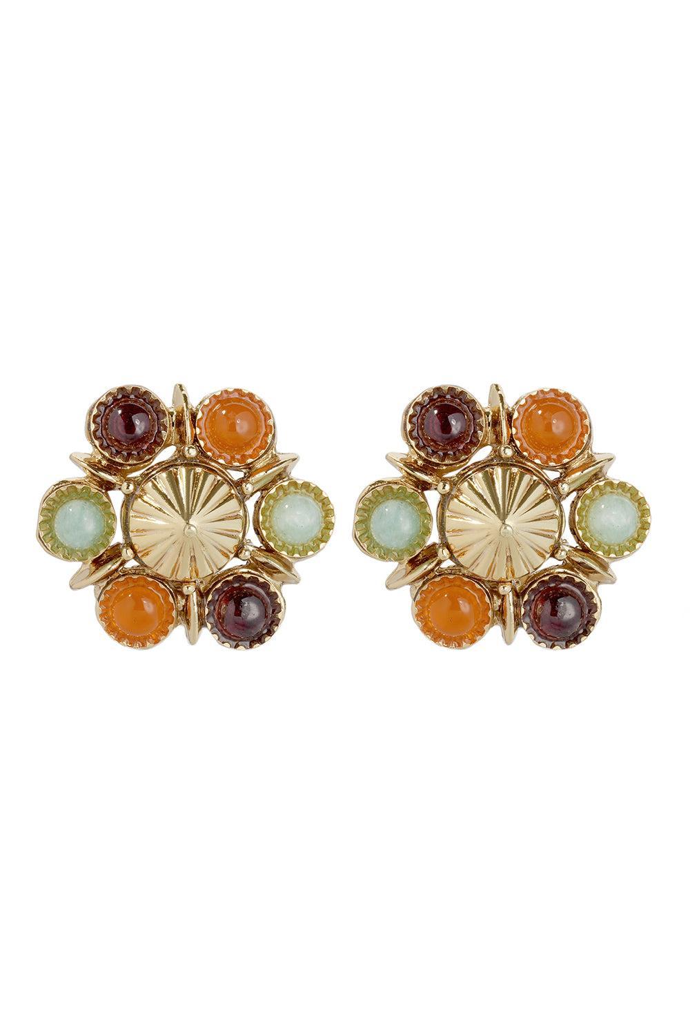Amazonite Carnelian Augusta Stud Earrings-PRPLORNG-JEWELRYBOUTIQUEEARRING-GAS BIJOUX