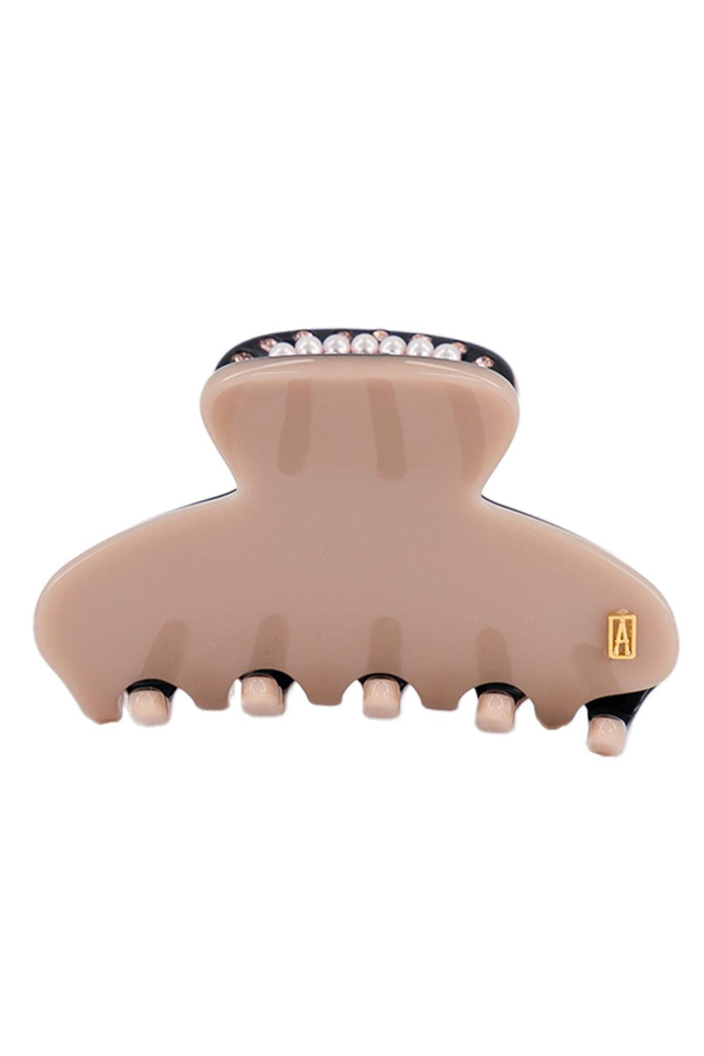 Pearl Crystal Small Hair Clip-BROWN-ACCESSORIESPECIALPOP UP-ALEXANDRE DE PARIS