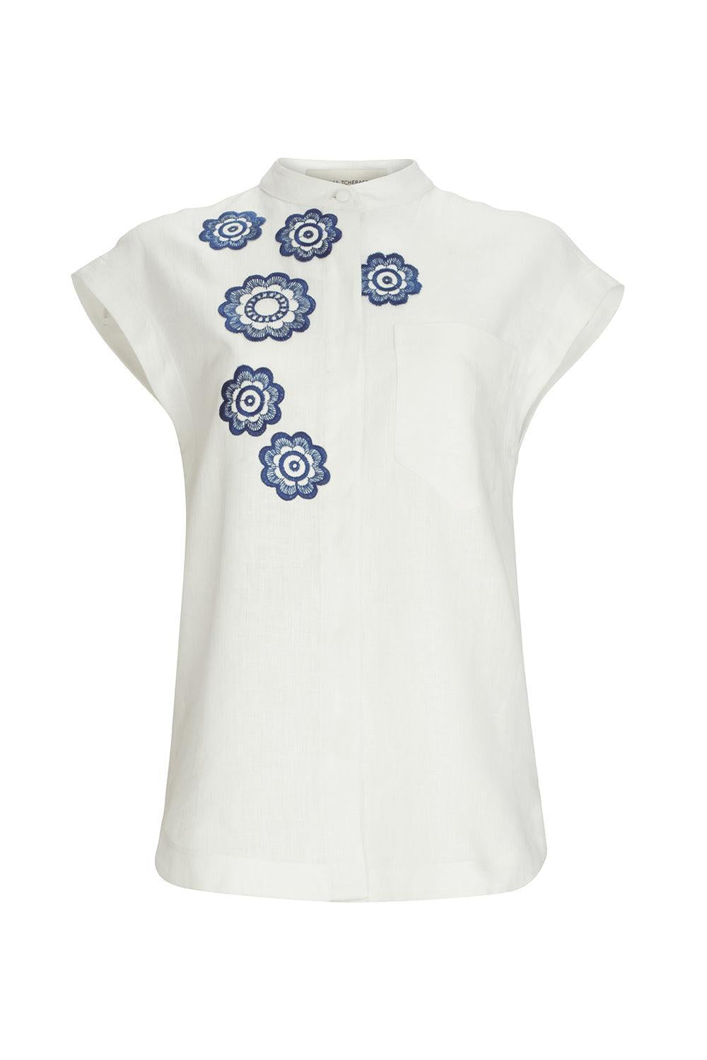 Adele Blouse-WHT/NVY-XS-CLOTHINGTOPBLOUSE-SILVIA TCHERASSI