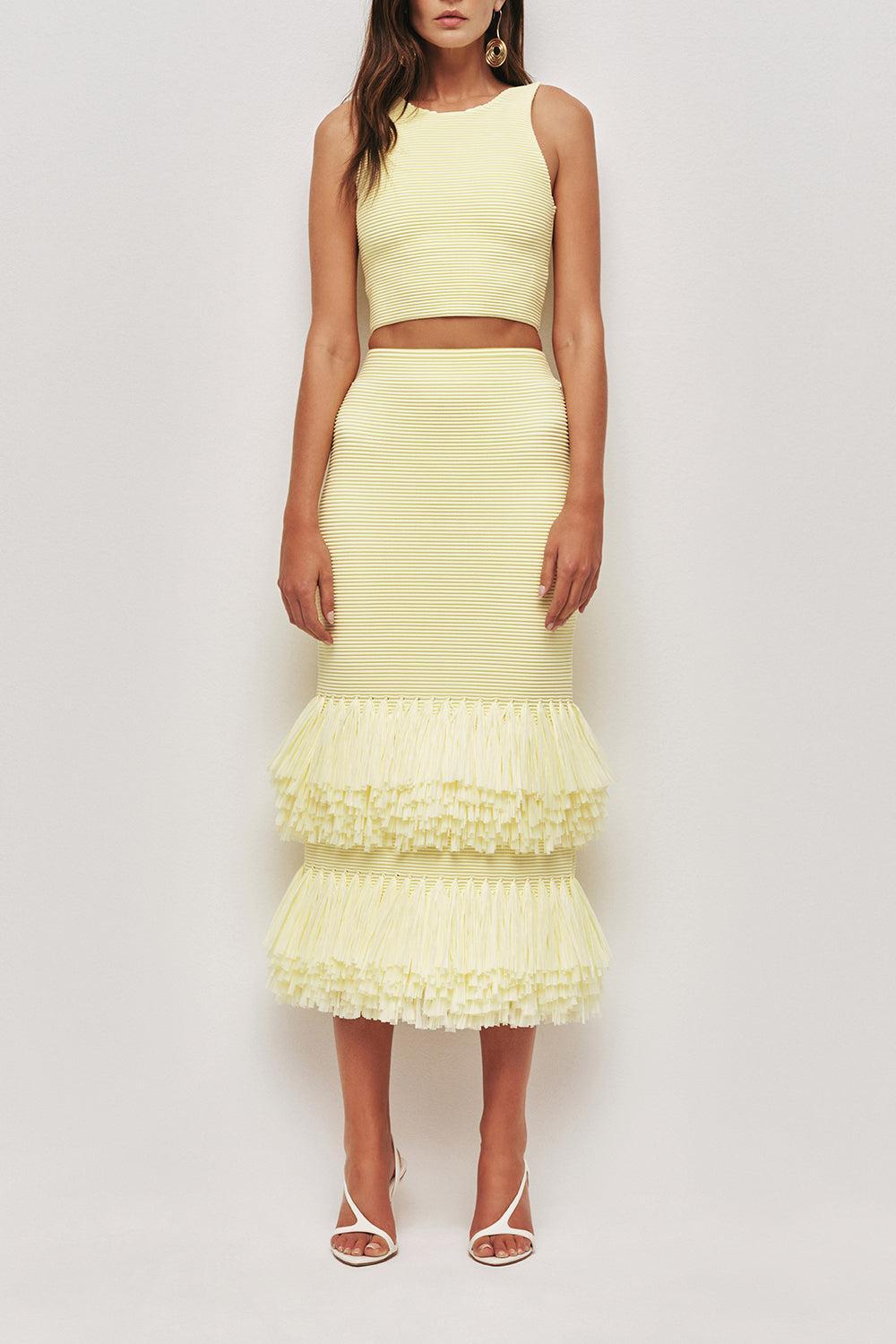 Agave Midi Skirt-LEMON-XS-CLOTHINGSKIRTMAXI-AJE