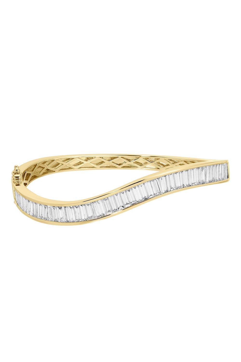 Diamond Baguette Wave Bracelet-YELLOW GOLD-JEWELRYFINE JEWELBRACELET O-ANITA KO