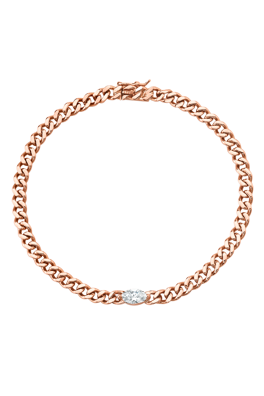 Diamond Marquise Center Small Cuban Chain Link Bracelet