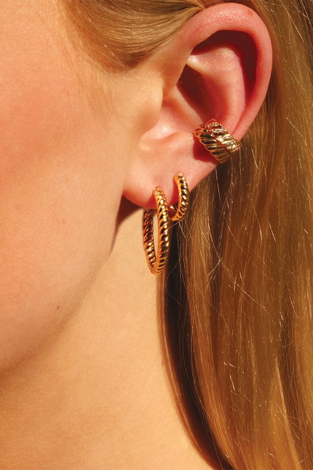 Diamond Thin Braided Ear Cuff-ROSE GOLD-JEWELRYFINE JEWELEARRING-ANITA KO