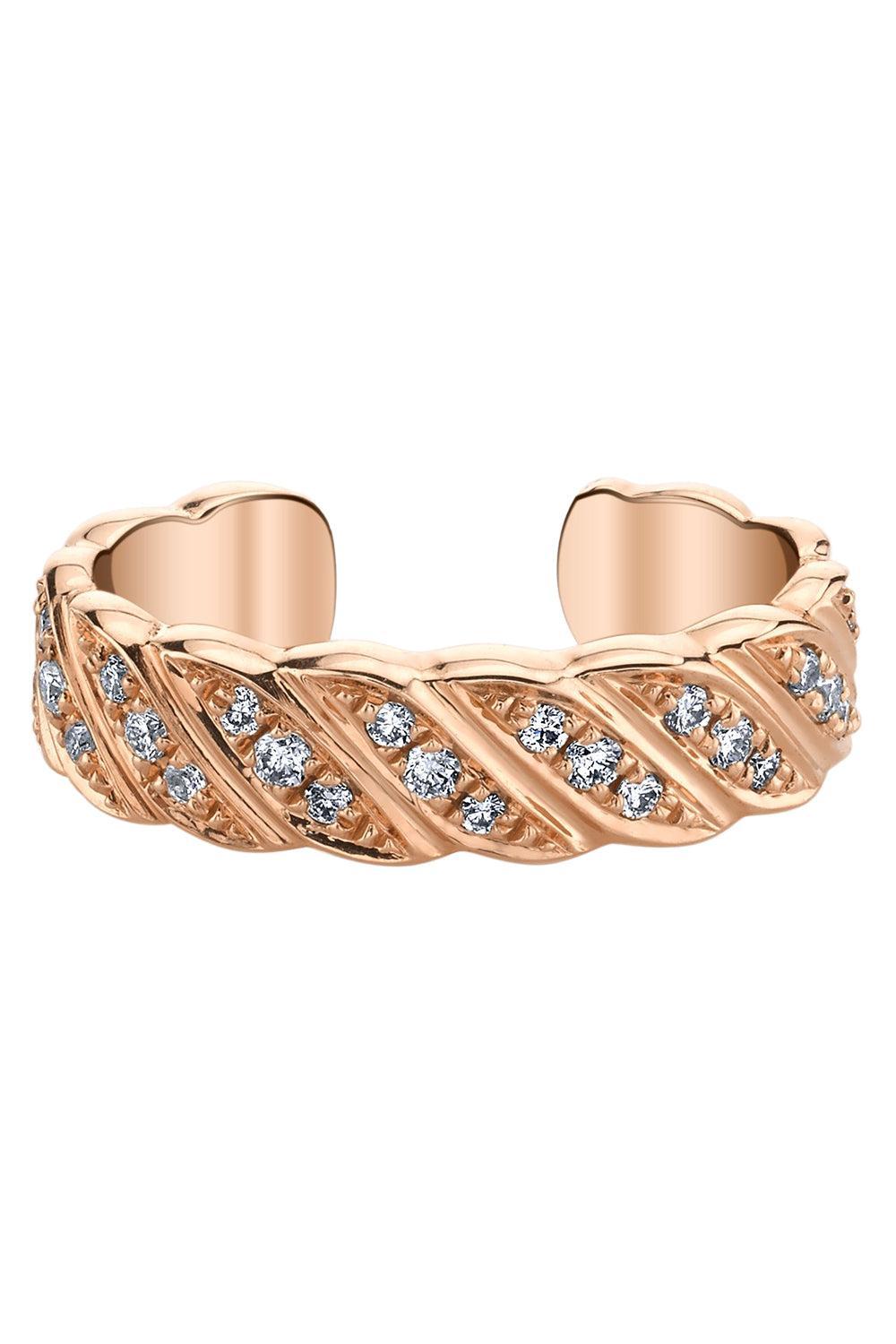 Diamond Thin Braided Ear Cuff-ROSE GOLD-JEWELRYFINE JEWELEARRING-ANITA KO