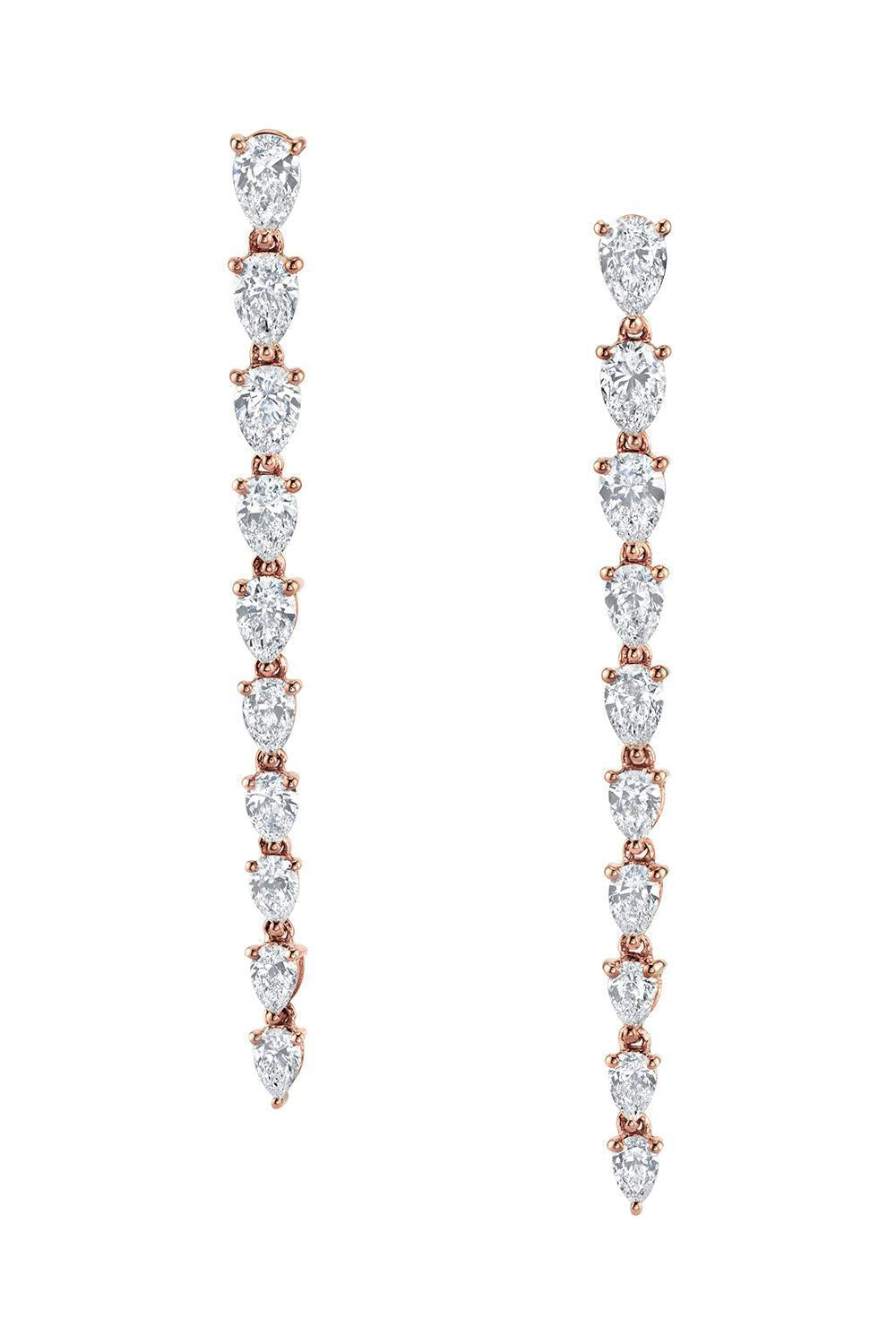 Pearl Diamond Drop Earrings-ROSE GOLD-JEWELRYFINE JEWELEARRING-ANITA KO