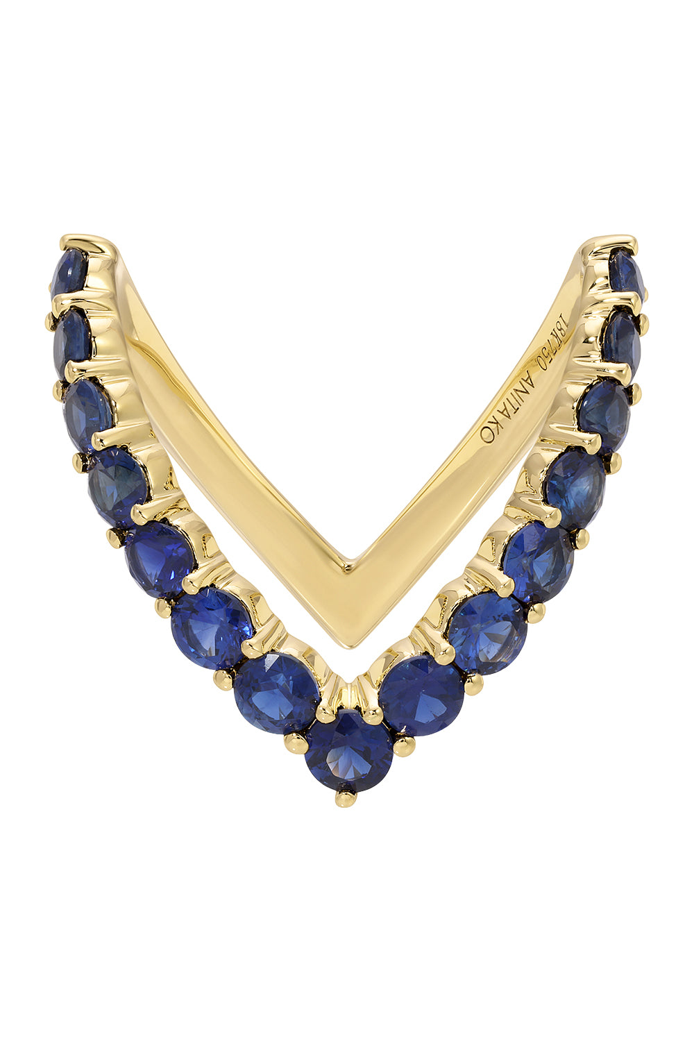 Blue Sapphire V Ring